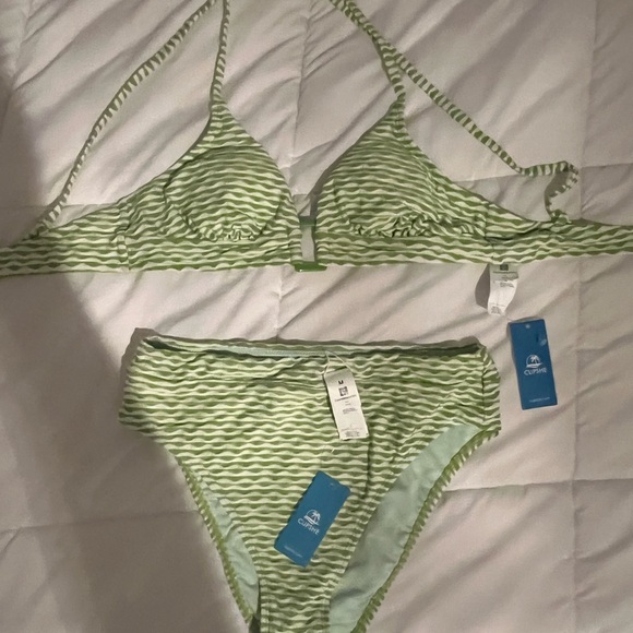 Cupshe Green Wave Pattern Bikini Set - Picture 1 of 3